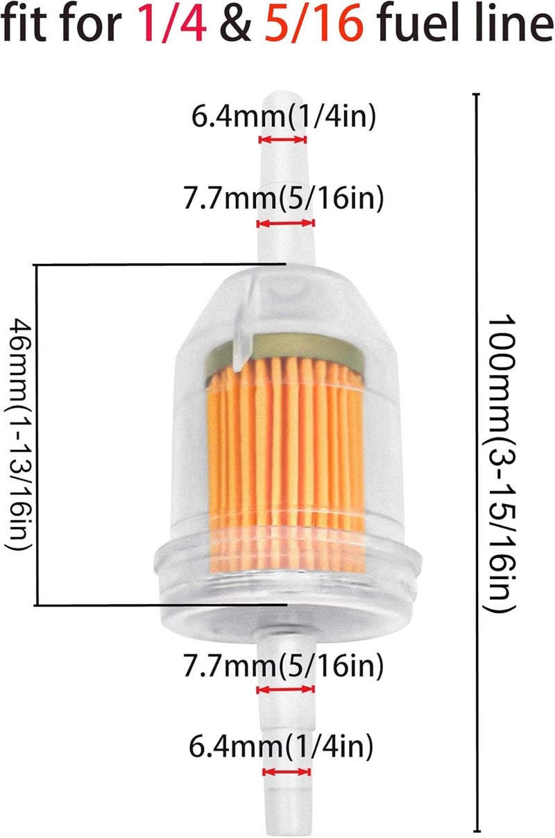 Strongthium 1/4" 5/16" Inline Fuel Filters with Magnet for Briggs & Stratton John Deere Kawasaki Kohler Lawn Mowers Small Tractors Garden Tillers Go Garts & Clamps x20 - Image 3
